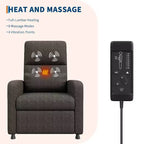 Poltrona reclinabile elettrica con calore e massaggio, poltrona reclinabile con sollevamento elettrico con seduta imbottita e 2 tasche laterali, poltrona singola per soggiorno, camera da letto