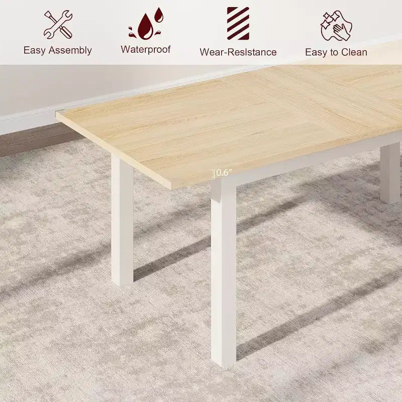 Tavolo da Pranzo Allungabile Grande 63 pollici per 6-8 persone, con Robusto Telaio in Metallo, Salvaspazio per Cucina, Sala da Pranzo, Appartamento