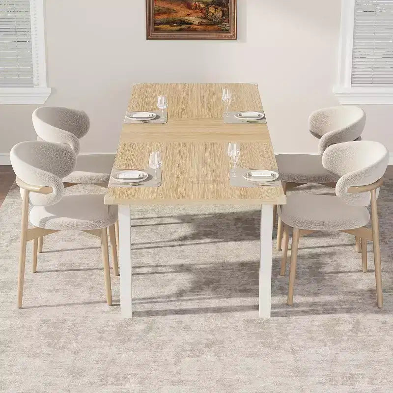 Tavolo da Pranzo Allungabile Grande 63 pollici per 6-8 persone, con Robusto Telaio in Metallo, Salvaspazio per Cucina, Sala da Pranzo, Appartamento