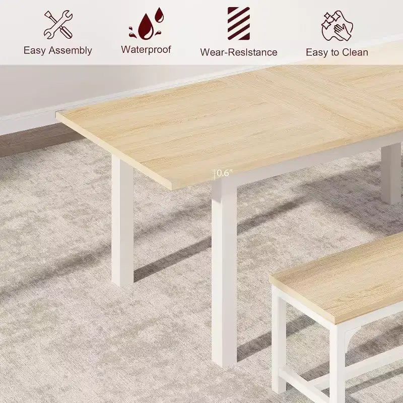 Tavolo da Pranzo Allungabile Grande 63 pollici per 6-8 persone, con Robusto Telaio in Metallo, Salvaspazio per Cucina, Sala da Pranzo, Appartamento