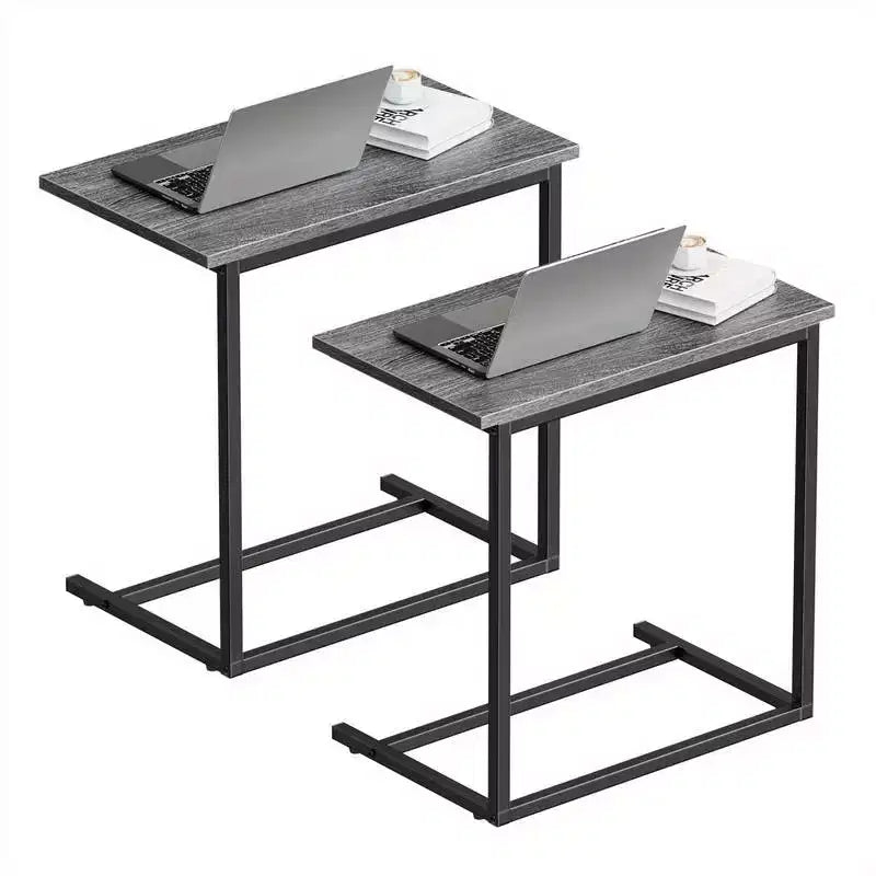 2 PCS C Shaped End Table, Side Table for Couch Slide Under, C Table Sofa Side End Table for Living Room 27 inches High, Laptop desk, coffee table