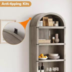 Libreria a 5 ripiani ad arco alta 180 cm con ampio spazio di archiviazione, scaffale in stile moderno di metà secolo per soggiorno, camera da letto e ufficio