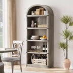 Libreria a 5 ripiani ad arco alta 180 cm con ampio spazio di archiviazione, scaffale in stile moderno di metà secolo per soggiorno, camera da letto e ufficio