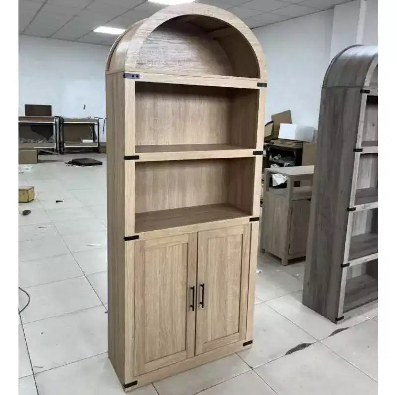 Libreria a 5 ripiani ad arco alta 180 cm con ampio spazio di archiviazione, scaffale in stile moderno di metà secolo per soggiorno, camera da letto e ufficio
