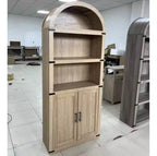Libreria a 5 ripiani ad arco alta 180 cm con ampio spazio di archiviazione, scaffale in stile moderno di metà secolo per soggiorno, camera da letto e ufficio
