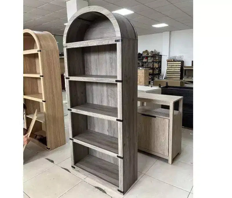 71 Tall 5-Tier Arched Bookcase with Large Storage Space, Mid-Century Modern Style Bookshelf for Living Room, Bedroom & Home Office