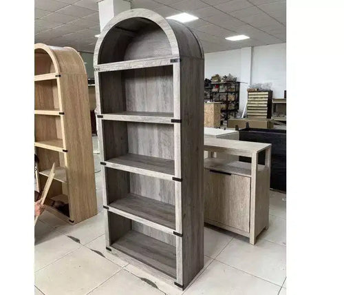 71 Tall 5-Tier Arched Bookcase with Large Storage Space, Mid-Century Modern Style Bookshelf for Living Room, Bedroom & Home Office