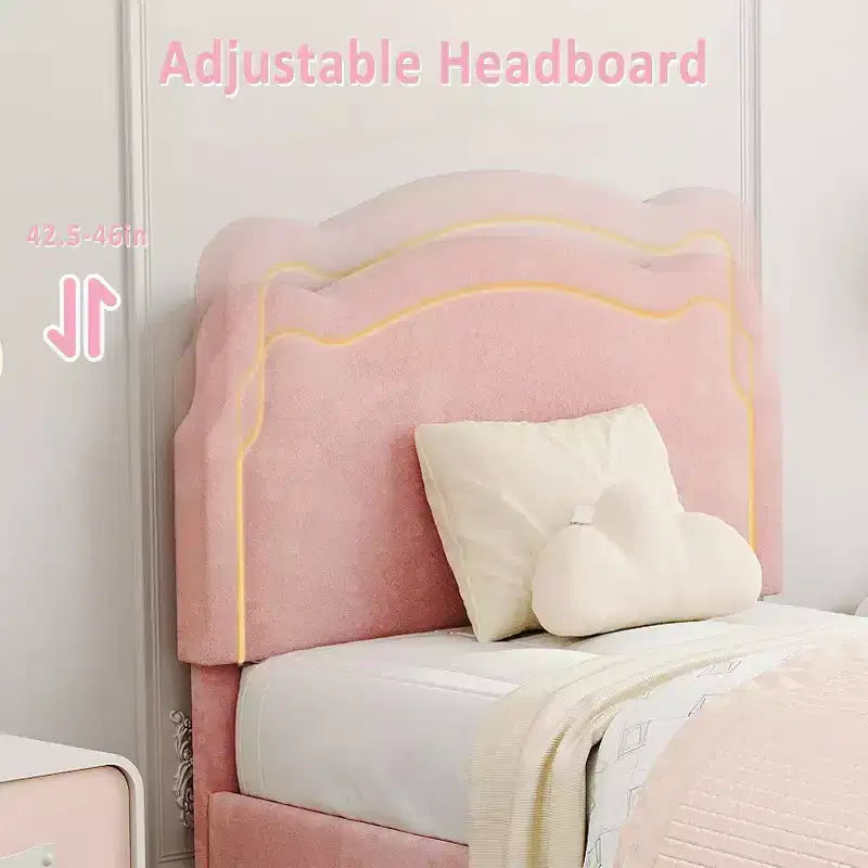 Letto Matrimoniale Smart LED - Testiera Regolabile, Base Imbottita in Velluto, Nessuna Rete a Molle, Doghe in Legno