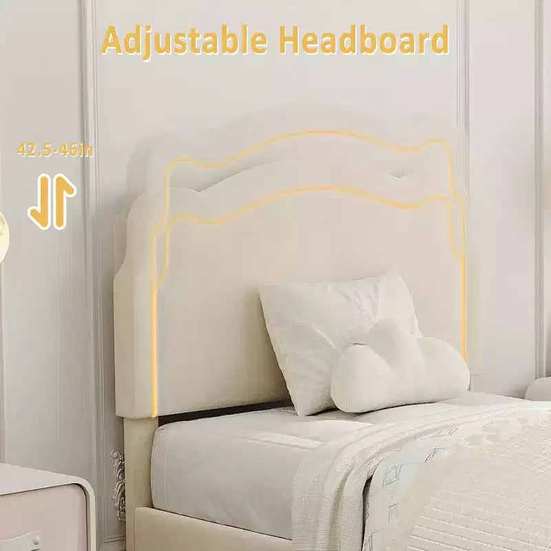 Letto Matrimoniale Smart LED - Testiera Regolabile, Base Imbottita in Velluto, Nessuna Rete a Molle, Doghe in Legno