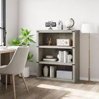 Libreria/Scaffale in legno a 3 ripiani in stile rustico di colore grigio alto 171 cm con 3 ampi ripiani aperti per soggiorno, casa, ufficio