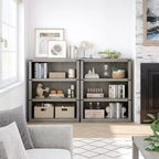 Libreria/Scaffale in legno a 3 ripiani in stile rustico di colore grigio alto 171 cm con 3 ampi ripiani aperti per soggiorno, casa, ufficio