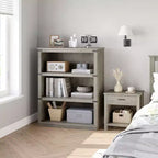 Libreria/Scaffale in legno a 3 ripiani in stile rustico di colore grigio alto 171 cm con 3 ampi ripiani aperti per soggiorno, casa, ufficio