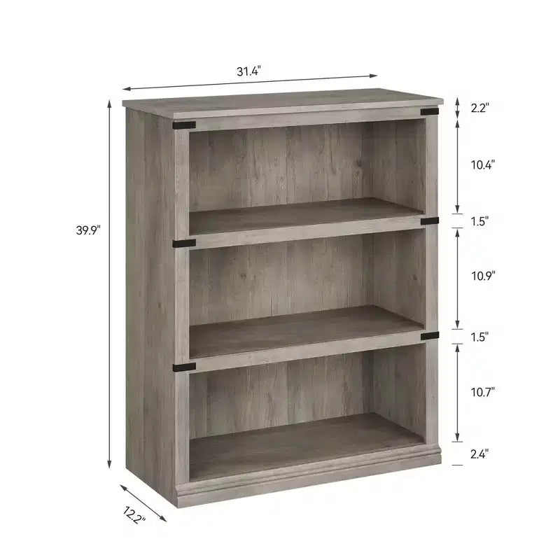 Libreria/Scaffale in legno a 3 ripiani in stile rustico di colore grigio alto 171 cm con 3 ampi ripiani aperti per soggiorno, casa, ufficio