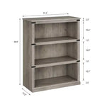 Libreria/Scaffale in legno a 3 ripiani in stile rustico di colore grigio alto 171 cm con 3 ampi ripiani aperti per soggiorno, casa, ufficio
