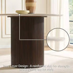 Tavolo da pranzo in finto marmo - Piano in pietra sinterizzata da 42" e base in legno massello, tavolo da pranzo rotondo scanalato in stile moderno per cucina - Morden Fort