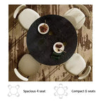Tavolo da pranzo in finto marmo - Piano in pietra sinterizzata da 42" e base in legno massello, tavolo da pranzo rotondo scanalato in stile moderno per cucina - Morden Fort