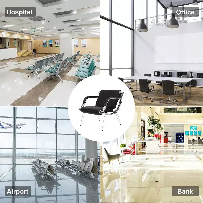 Kinsuite Sedie per Sala d'Attesa a 1 Posto - Pelle PU Nera per Ospiti Banca Aeroporto