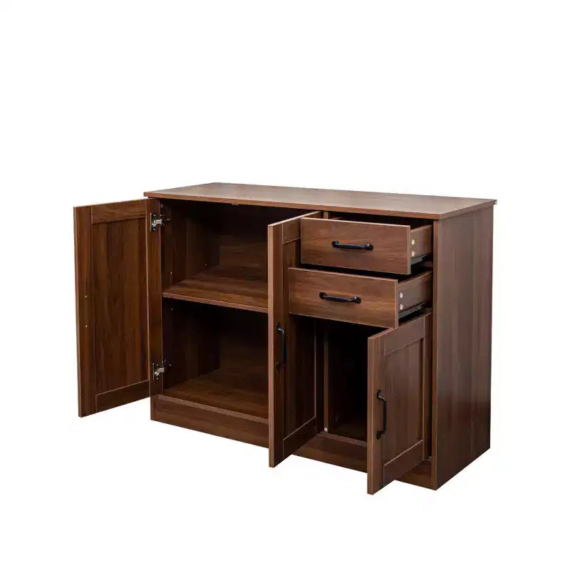 Credenza Moderna Okak, Mobile Buffet con 3 Ante e 2 Cassetti, Mobile Contenitore per Soggiorno, Sala da Pranzo, Cucina