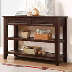 Okak Credenza in Legno Massello, Madia con 2 Ante e 2 Ripiani, Mobile Contenitore per Soggiorno, Sala da Pranzo, Cucina
