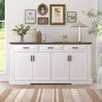Okak 63in Fluted Sideboard Cabinet, Bufft Cabinet with 4 Doors and 2 Drawers, Storage Cabinet for Living Room, Dining Room, Kitchen