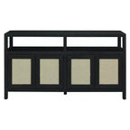 Mobile credenza Okak in stile bohémien, mobile credenza con 4 ante e 1 ripiano aperto, mobile contenitore per soggiorno, sala da pranzo, cucina