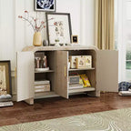 Mobile credenza Okak minimalista, mobile a buffet con 4 ante e 4 ripiani, mobiletto contenitore per soggiorno, sala da pranzo, cucina
