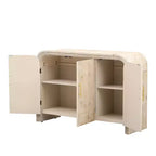 Mobile credenza Okak minimalista, mobile a buffet con 4 ante e 4 ripiani, mobiletto contenitore per soggiorno, sala da pranzo, cucina