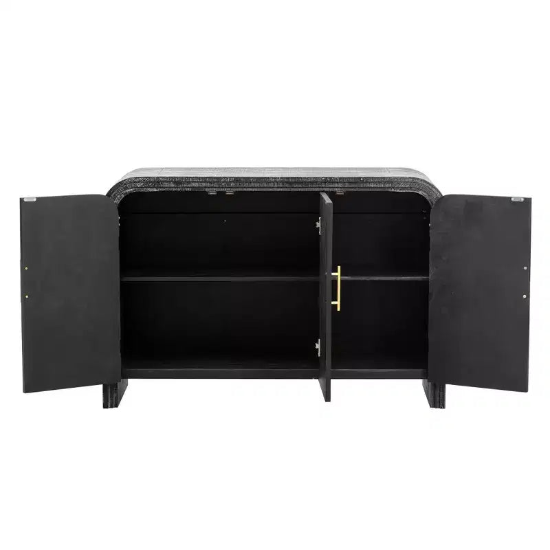 Mobile credenza Okak minimalista, mobile a buffet con 4 ante e 4 ripiani, mobiletto contenitore per soggiorno, sala da pranzo, cucina