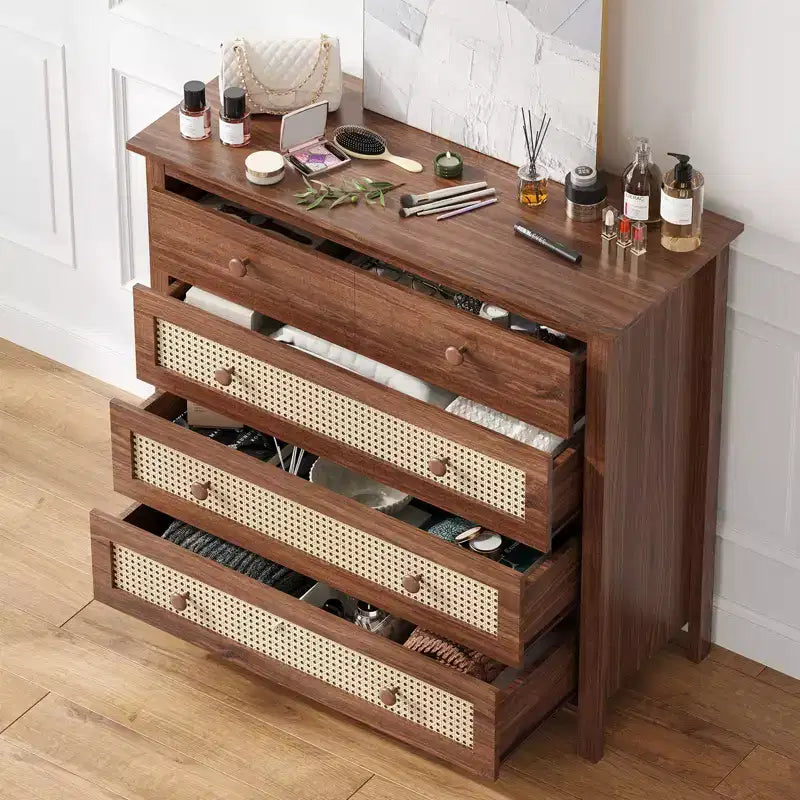 Madia Okak Farmhouse, Credenza con 4 Cassetti, Mobile Contenitore per Soggiorno, Sala da Pranzo, Cucina