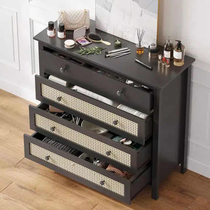 Madia Okak Farmhouse, Credenza con 4 Cassetti, Mobile Contenitore per Soggiorno, Sala da Pranzo, Cucina