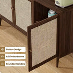 Mobile Credenza Okak, Mobile Buffet con 3 Ante Decorate in Rattan, Mobile Contenitore per Soggiorno, Sala da Pranzo, Cucina