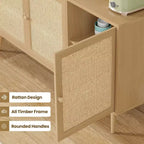 Mobile Credenza Okak, Mobile Buffet con 3 Ante Decorate in Rattan, Mobile Contenitore per Soggiorno, Sala da Pranzo, Cucina