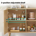 Mobile Credenza Okak, Mobile Buffet con 3 Ante Decorate in Rattan, Mobile Contenitore per Soggiorno, Sala da Pranzo, Cucina
