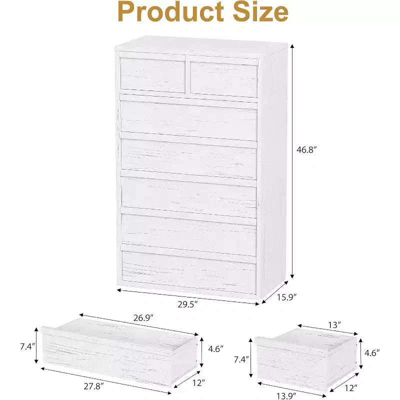 COZONY Cassettiera a 5/7 cassetti per camera da letto, Comodino alto moderno con ampio spazio, Organizzatore in legno per soggiorno, cameretta, ingresso