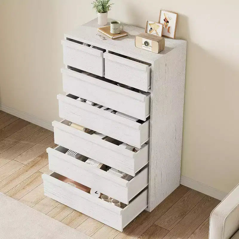 COZONY Cassettiera a 5/7 cassetti per camera da letto, Comodino alto moderno con ampio spazio, Organizzatore in legno per soggiorno, cameretta, ingresso