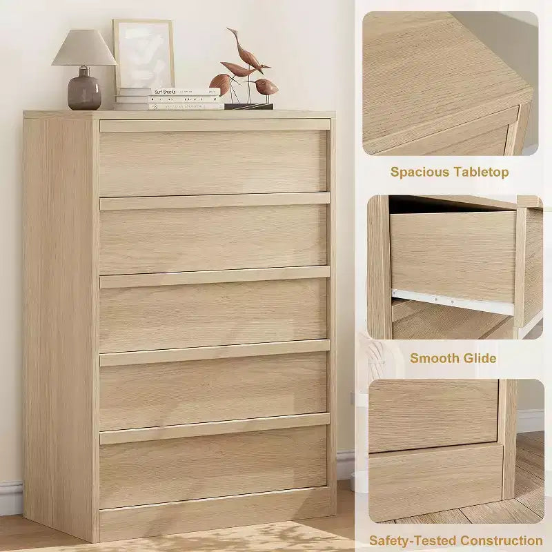 COZONY Cassettiera a 5/7 cassetti per camera da letto, Comodino alto moderno con ampio spazio, Organizzatore in legno per soggiorno, cameretta, ingresso
