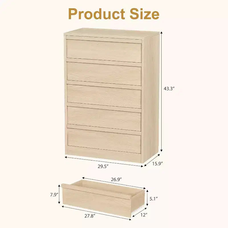 COZONY Cassettiera a 5/7 cassetti per camera da letto, Comodino alto moderno con ampio spazio, Organizzatore in legno per soggiorno, cameretta, ingresso