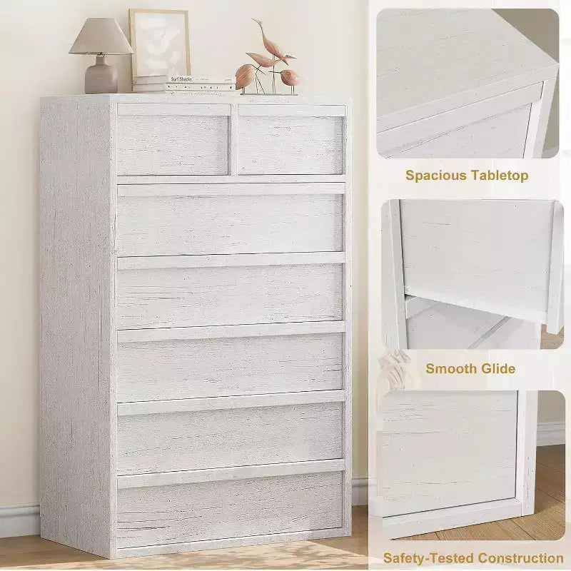 COZONY Cassettiera a 5/7 cassetti per camera da letto, Comodino alto moderno con ampio spazio, Organizzatore in legno per soggiorno, cameretta, ingresso