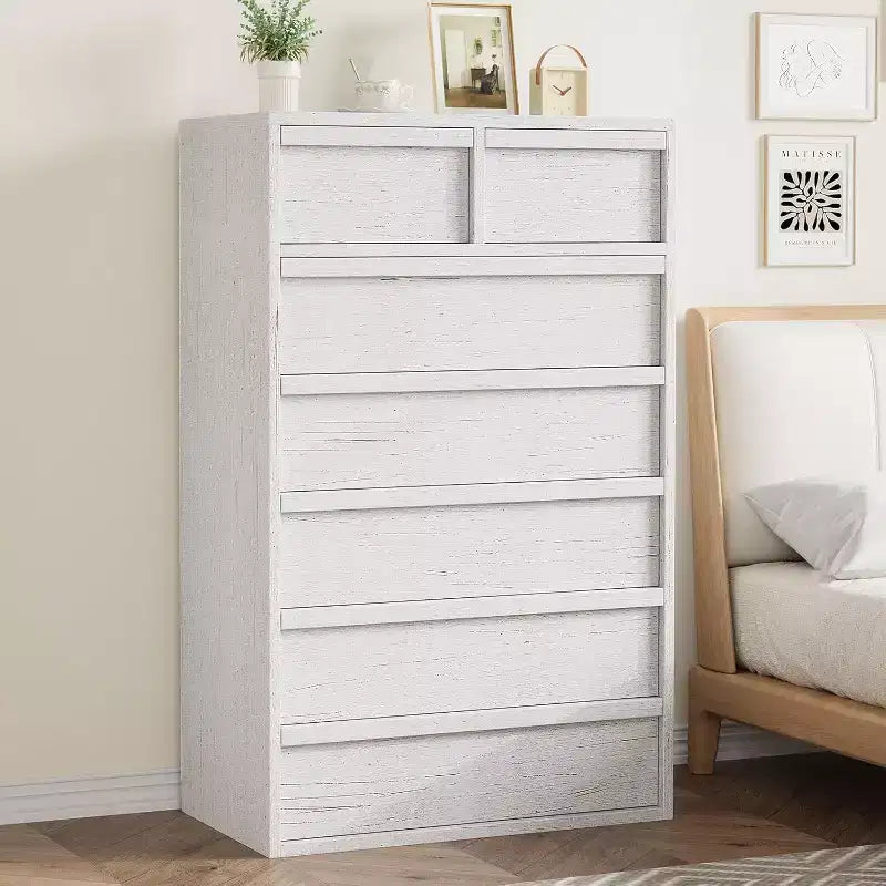 COZONY Cassettiera a 5/7 cassetti per camera da letto, Comodino alto moderno con ampio spazio, Organizzatore in legno per soggiorno, cameretta, ingresso