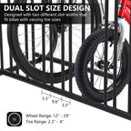 Portabiciclette commerciale a terra per 10 bici, organizzatore a griglia in acciaio verniciato a polvere resistente, portaoggetti autoportante a doppio lato per garage/vetrine/scuole