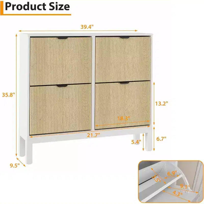 COZONY Scarpiera scanalata con cassetti a ribalta, moderno organizer stretto per l'ingresso, scarpiera autoportante in stile rustico per l'ingresso
