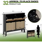 COZONY Scarpiera scanalata con cassetti a ribalta, moderno organizer stretto per l'ingresso, scarpiera autoportante in stile rustico per l'ingresso