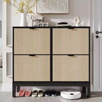 COZONY Scarpiera scanalata con cassetti a ribalta, moderno organizer stretto per l'ingresso, scarpiera autoportante in stile rustico per l'ingresso