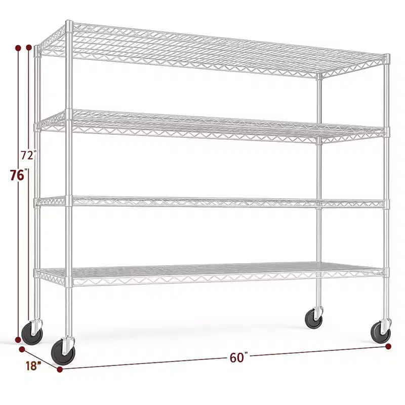 HOMDOX Scaffale di stoccaggio in metallo per carichi pesanti a 4 ripiani da 2400 libbre, 60L x 18P x 72H Ripiani regolabili in filo metallico per stoccaggio, Unità di scaffalatura indipendenti