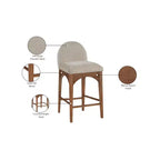 Meridian Furniture, Sgabello Waldorf in Tessuto Ciniglia Beige