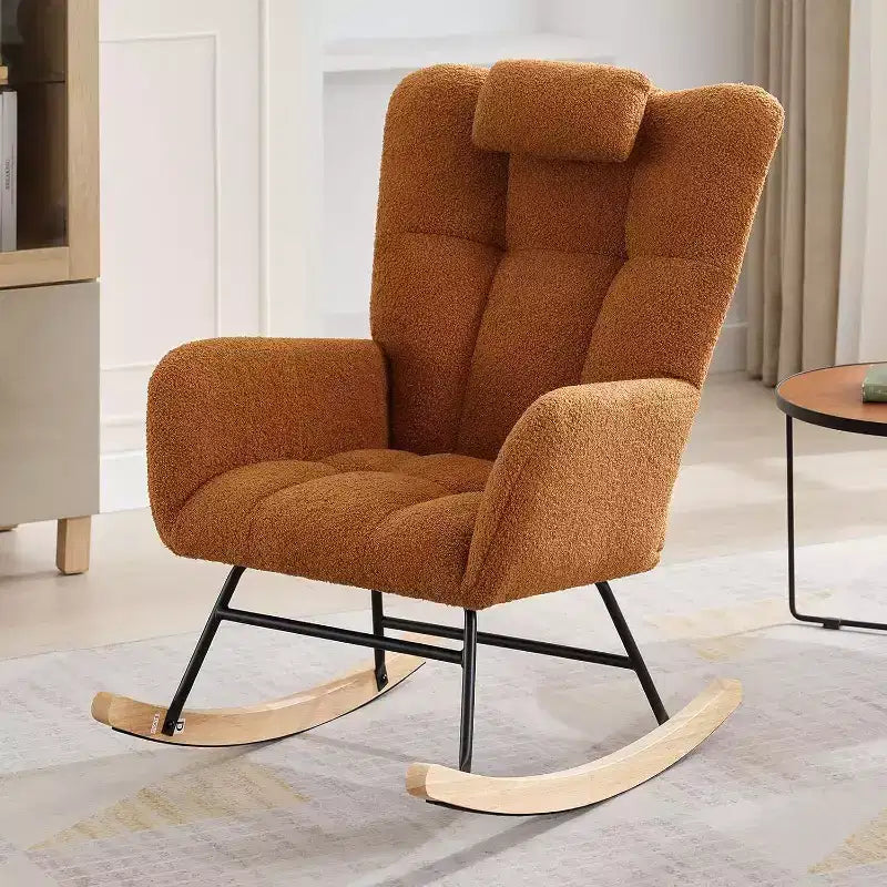 Sedia a Dondolo da Nido Acekool, Dondolo con Piedi in Legno e Tasche Laterali, Dondolo Imbottito in Peluche per la Camera dei Bambini