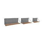 Set di 3 Scaffali da Parete – Mensole Sospese Boho in Metallo e Legno con Finitura Impiallacciata – Struttura in Ferro – Mensole Galleggianti Decorative per Casa e Ufficio