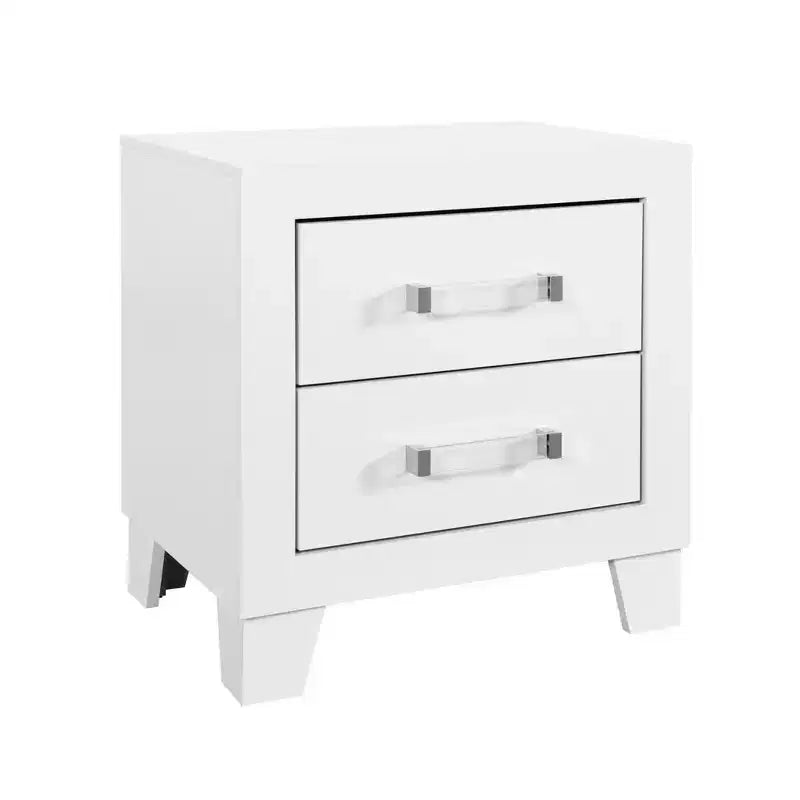 HomeRoots Comodino a Due Cassetti in Legno Bianco 22