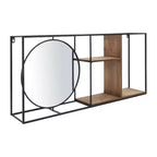Mensola a Muro con Specchio, Mensola Sospesa Industriale in Metallo e Legno, Decorazione Moderna per Camera da Letto, Soggiorno, Ufficio