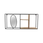 Mensola a Muro con Specchio, Mensola Sospesa Industriale in Metallo e Legno, Decorazione Moderna per Camera da Letto, Soggiorno, Ufficio